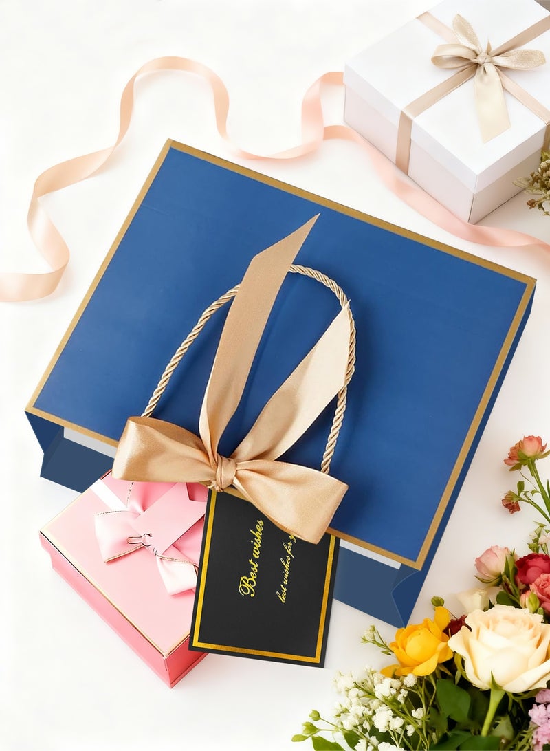 Gift Bag, 2PCS Gift Bags Large with Ribbon and 2 Greeting Cards 4 Tissue Paper, Portable Paper Gift Bag Luxury Bag with Handles, Birthday Gift Bags,Present Bags for Wedding Party Mothers Day Valentines Day  Baby Shower(12.6" x 9.8" x 4.3"/32X25X11CM) - view 3